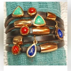 Studio Barse Gold and Multicolor Leather Bracelet